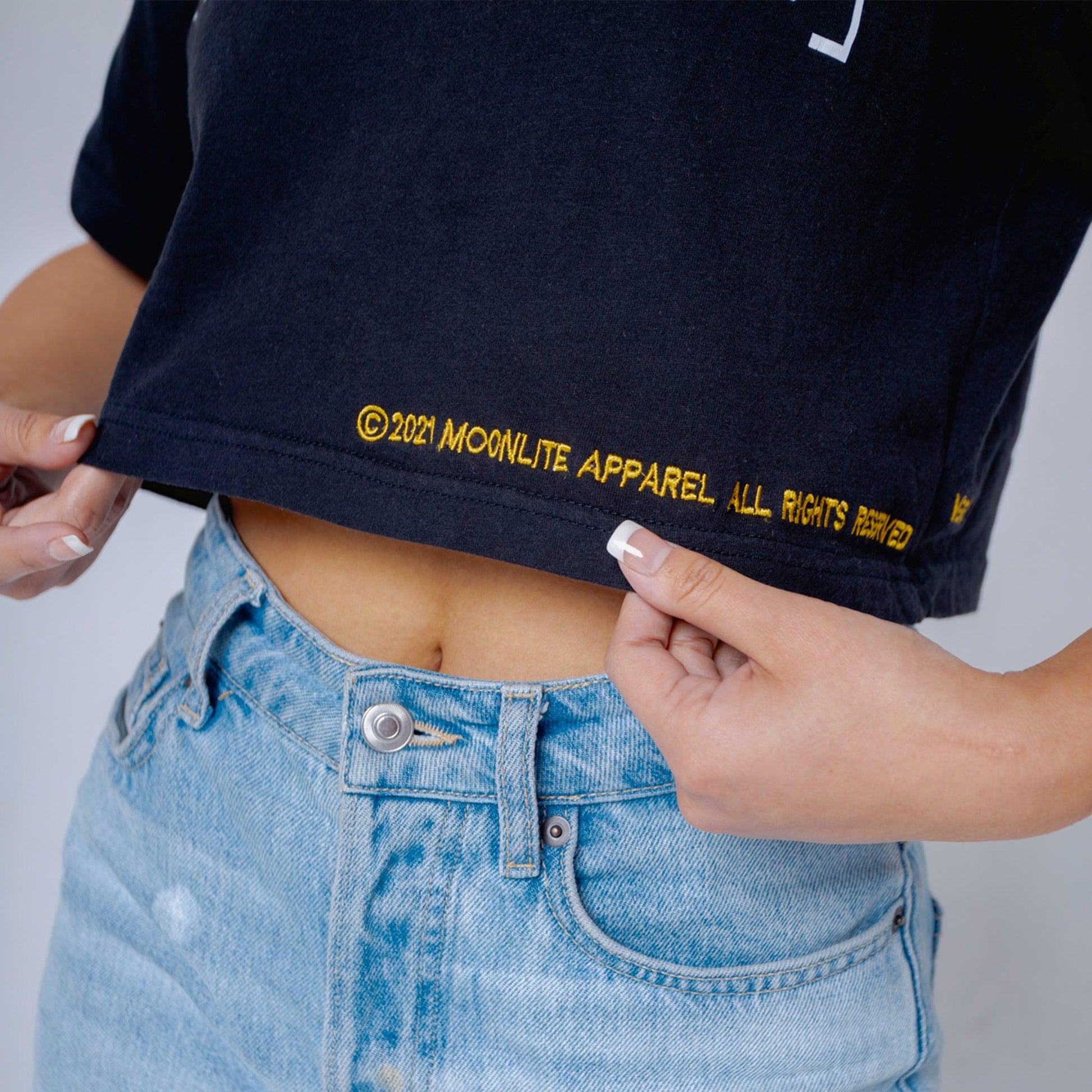 Model. Crop-T Ver.001 Cropped T-Shirt - Official MoonLite Apparel