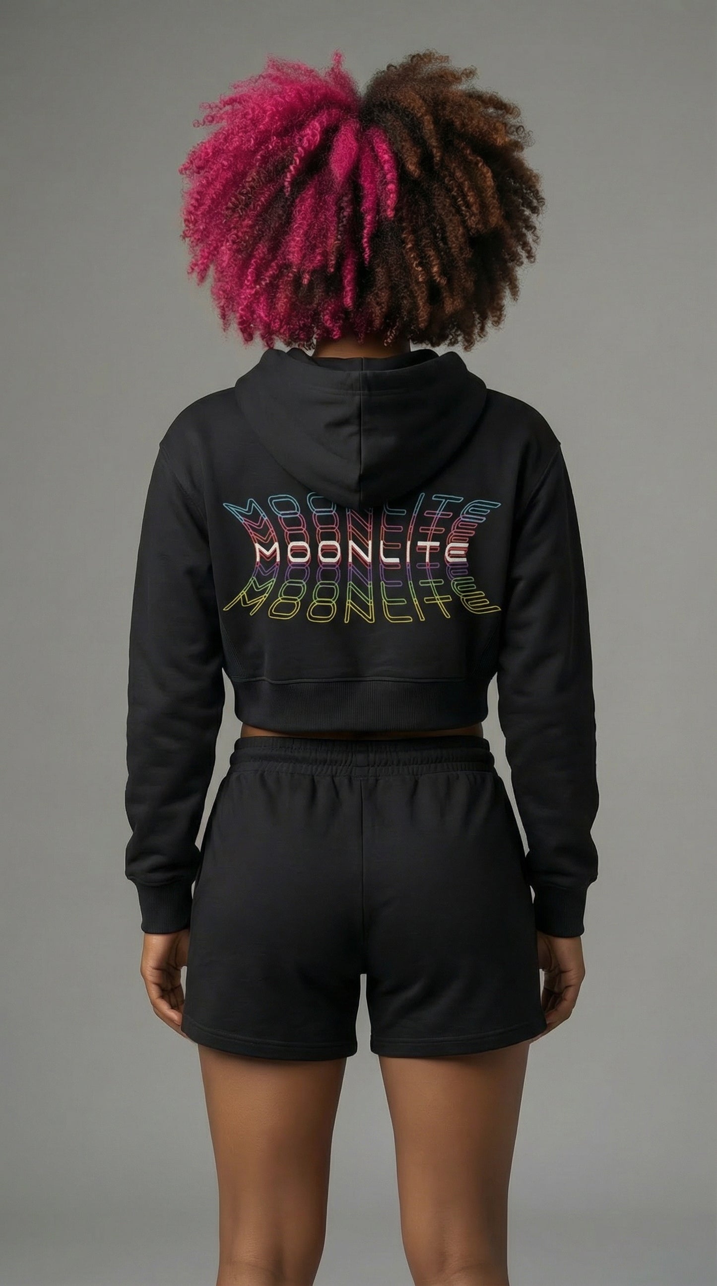 Rainbow Warp Cropped Hoodie