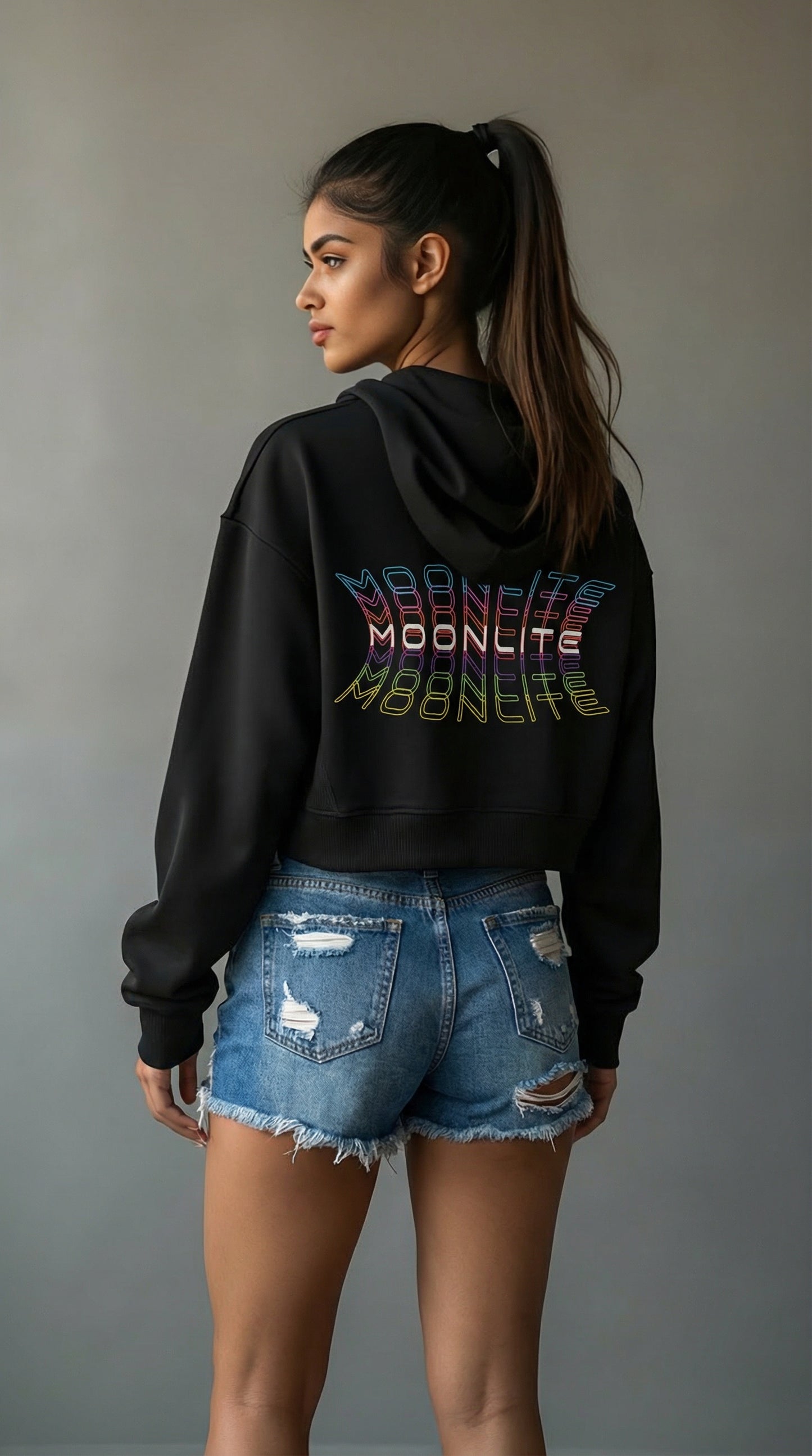 Rainbow Warp Cropped Hoodie