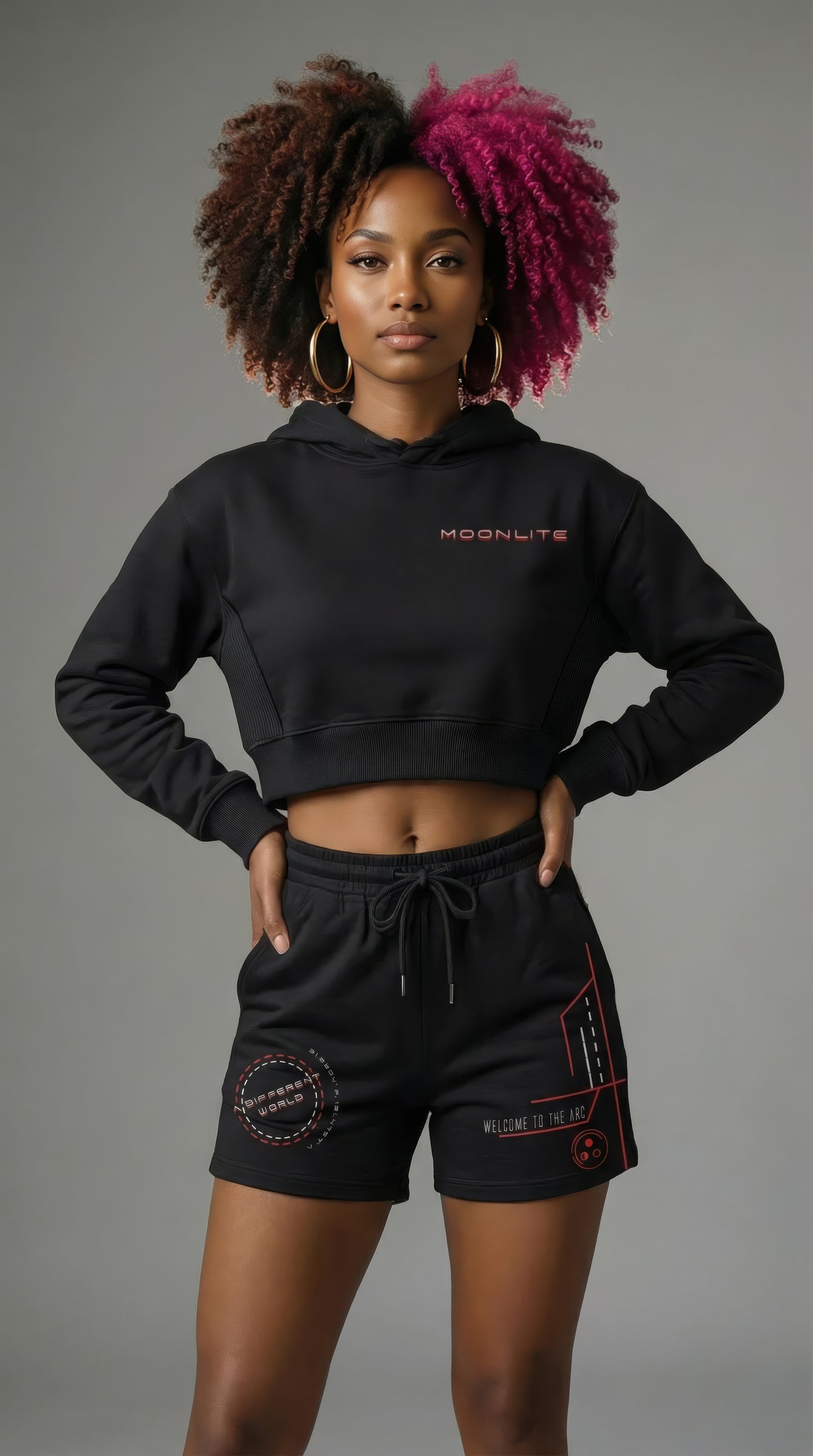 Rainbow Warp Cropped Hoodie