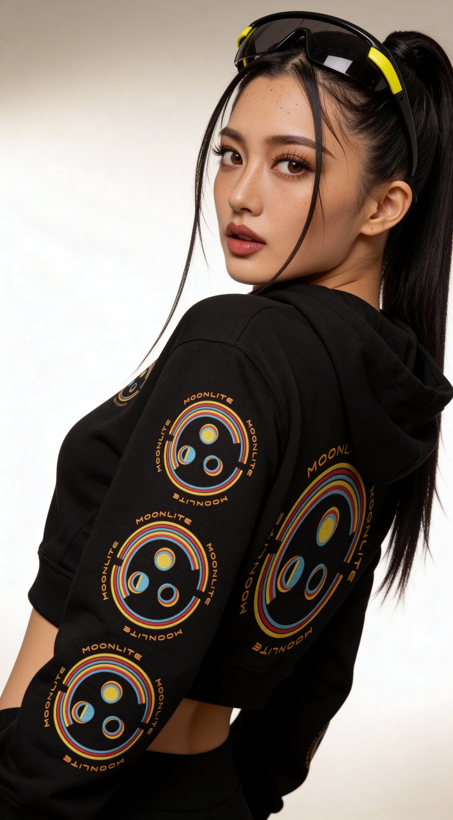 Anaglyphic Logo Cropped Hoodie